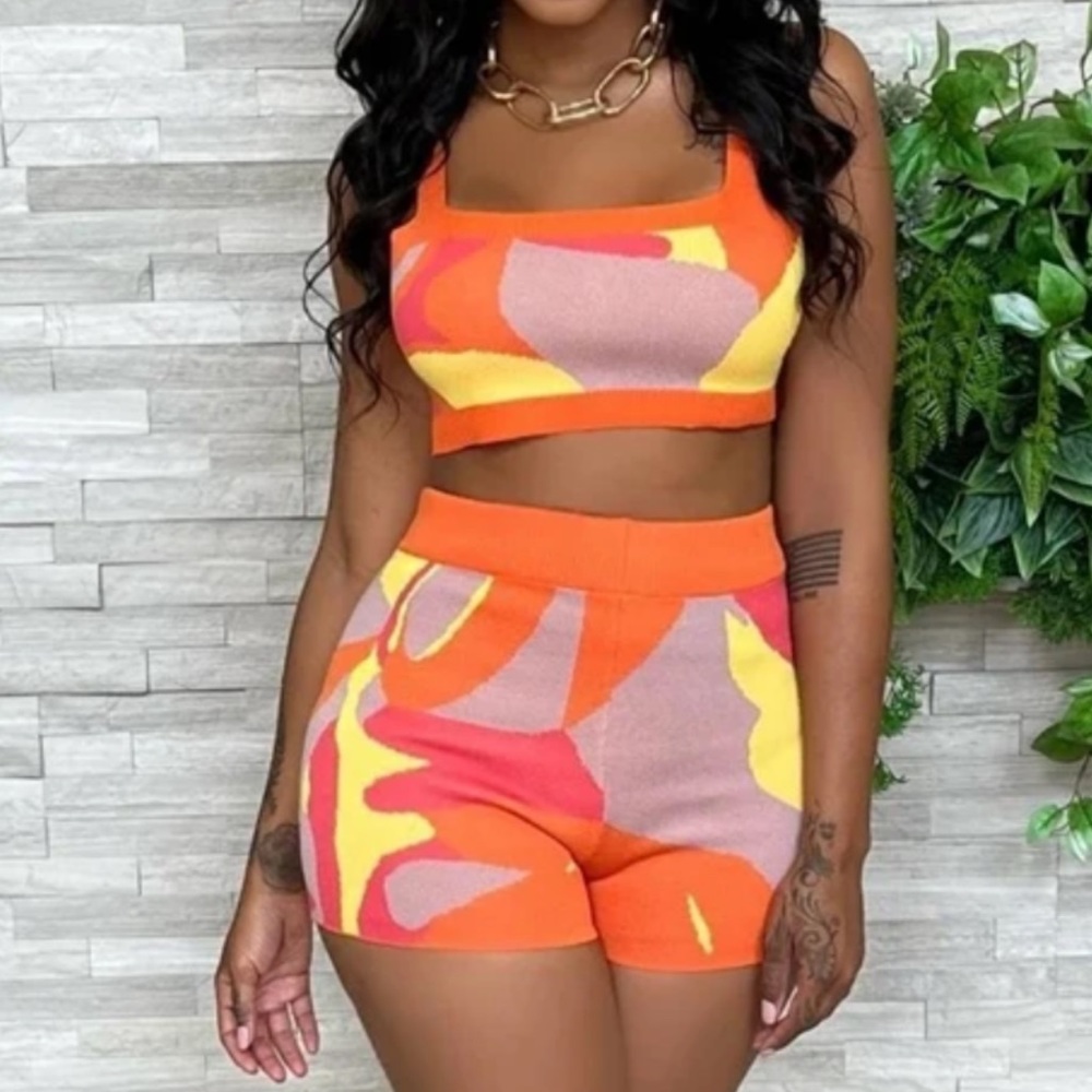 Orange short set